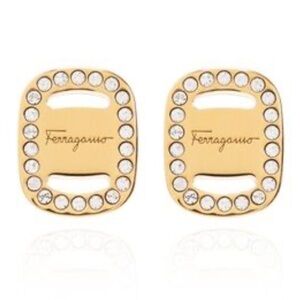 Salvatore Ferragamo Gold and Silver Stud Earrings